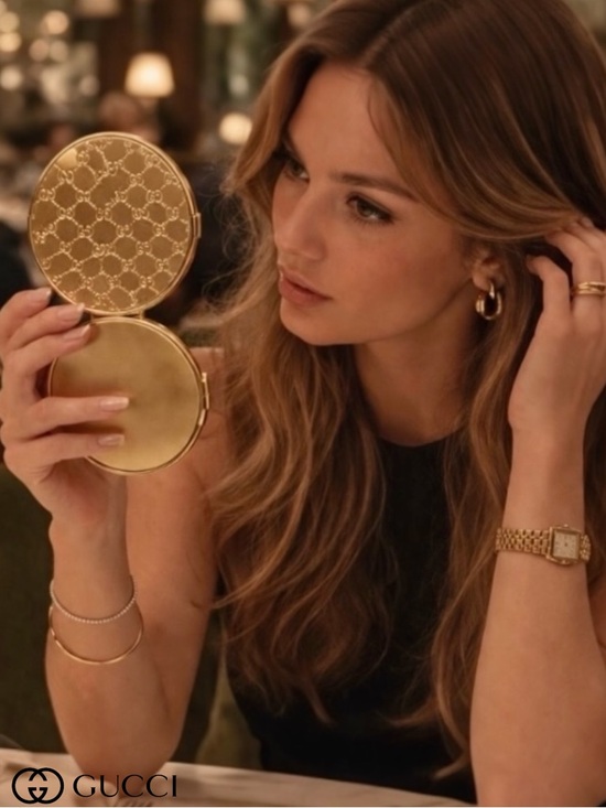 Gucci Other - Authentic Gucci Gold Compact Powder Mirror with Signature Motif